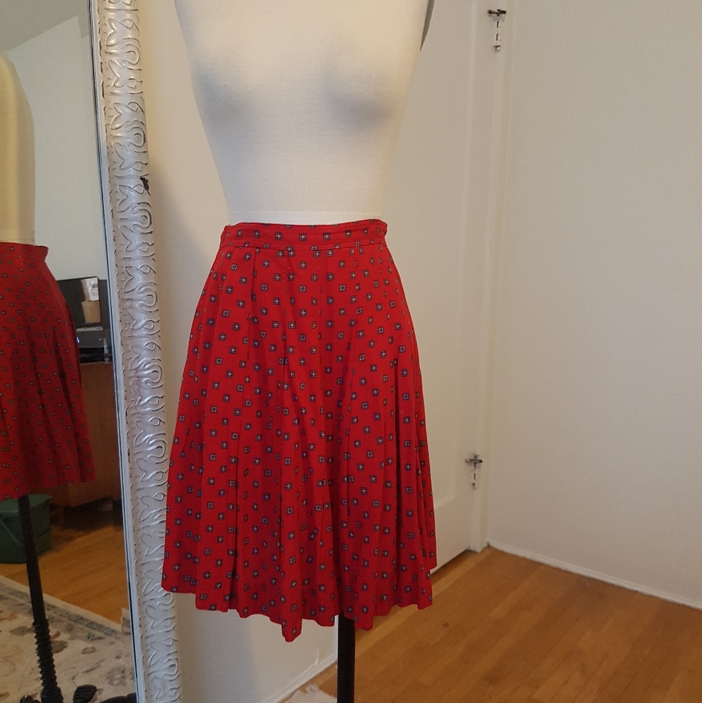Red Pleated Skirt